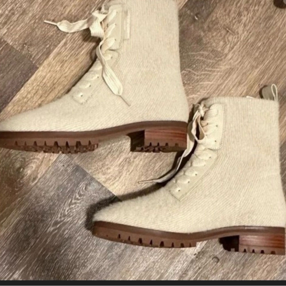 Kate Spade Cream Lace-Up Women's Boots